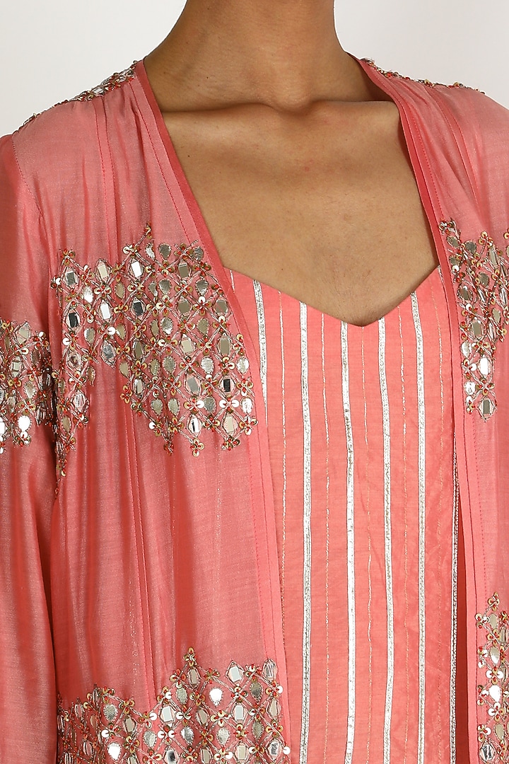 Blush Pink Embroidered Tunic Set by Loka By Veerali Raveshia at Pernia's Pop Up Shop